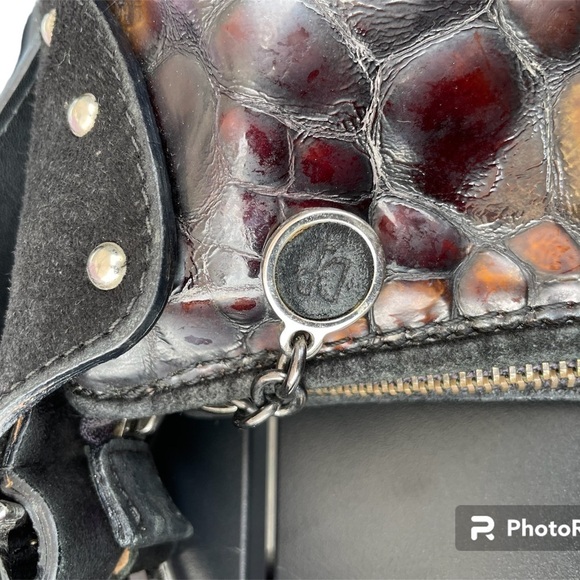 Donald J. Pliner Made In Italy Patent Embossed Croc Hobo Bag - Picture 6 of 16